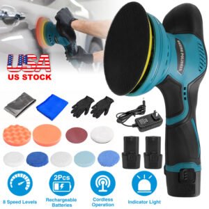 Cordless Car Buffer Polisher with 2Pcs 1500mAh Rechargeable Batteries 8 Speed Levels Wireless Polishing Waxer Machine Kit for Car Detailing - Image 3