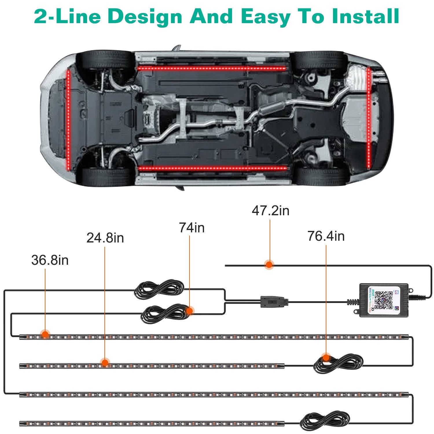 Waterproof RGB Underglow LED Strip Remote App Control Car Underbody Light Music Control Exterior Underbody Lights DC 12V - Image 8