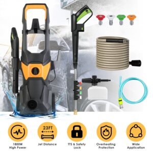 4200PSI 1.85GPM 1800W Electric Pressure Washer High Pressure Cleaning Machine Portable Car Power Washer with Spray Gun 4 Nozzles Foam Cannon Holders f - Image 7