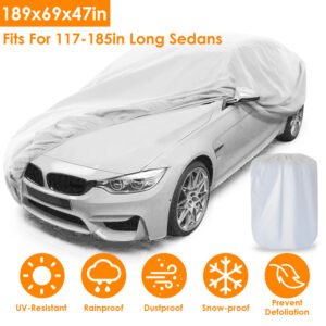 189x69x47in Full Car Cover All Weather UV Protection Automotive Cover 170T Outdoor Universal Full Cover For Sedans Up To 185in - Image 3