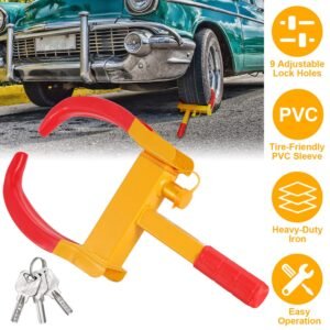 Heavy Duty Wheel Clamp Anti-Theft Adjustable Tire Lock w/3 Keys for Cars Trailer Truck Motorcycles ATV RV Golf Carts - Image 5