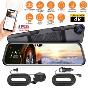 4K Car DVR 12in Dash Cam Camcorder Camera Recorder with 170? Angle Loop Recording Motion Detection Night Vision Voice Control APP Control G-sensor - Image 5