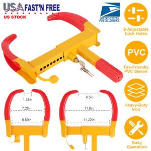 Heavy Duty Wheel Clamp Anti-Theft Adjustable Tire Lock w/3 Keys for Cars Trailer Truck Motorcycles ATV RV Golf Carts - Image 10