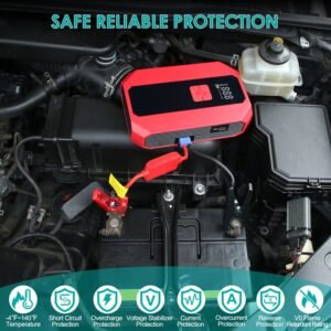 Portable Car Jump Starter Air Compressor 1500A 400PSI Car Battery Charger Jump Starter Power Bank LED Flashlight Digital Tire Inflator for 4.0L Gasoli - Image 12