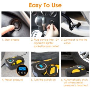 Portable Car Tire Inflator DC 12V Digital Car Air Pump Compressor Electric Air Pump w/LED Light 150PSI - Image 14
