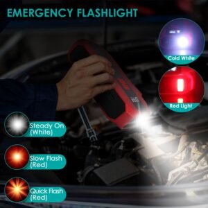 Portable Car Jump Starter Air Compressor 1500A 400PSI Car Battery Charger Jump Starter Power Bank LED Flashlight Digital Tire Inflator for 4.0L Gasoli - Image 10