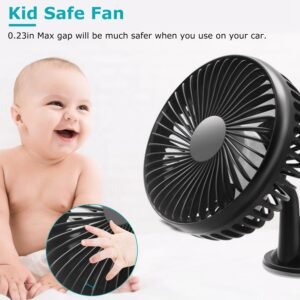 Car Cooling Fan Portable Rotatable USB Vehicle Fan Backseat Clip Fan Dashboard Window Suction Fan for SUV RV Pickup with 3 Speeds - Image 8