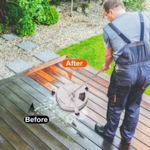 15in High Pressure Washer Flat Surface Cleaner 4000PSI Stainless Steel Disc Power Washer Broom with 3 Wheels 2 Washer Extension Wands 2 Replacement No - Image 12