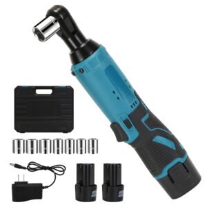 3/8? Cordless Electric Ratchet Wrench Set Right Angle Wrench with 2Pcs 1200mAh Batteries and Charger 7 Sockets 400RPM - Image 2