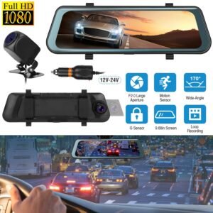 FHD 1080P Car DVR Dash Camera 9.66In Vehicle Driving Recorder w/ G Sensor Parking Monitoring Seamless Recording - Image 6