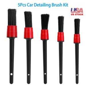 5Pcs Car Detailing Brush Set Detail Gap Cleaner For Automotive Dashboard Air Vent Wheels Cleaning Wet Dry Use - Image 2
