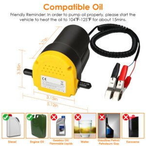 12V Oil Change Pump 60W Oil Diesel Fluid Extractor Electric Suction Transfer Extractor Oil Quick Changer for Boat, Tubes, Truck, RV, ATV - Image 7