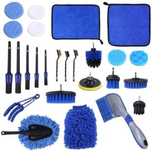26Pcs Car Detailing Brush Kit Exterior Interior Car Cleaning Set Drill Brush Set Car Buffing Sponge Pads Kit for Cleaning Automobile Interior Exterior - Image 14