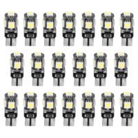 20Pcs T10 SMD5050 LED Light Bulbs 6000K Wedge Light Lamps Dome Map License Plate Car Interior Festoon Lights Kits