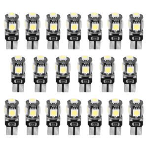 20Pcs T10 SMD5050 LED Light Bulbs 6000K Wedge Light Lamps Dome Map License Plate Car Interior Festoon Lights Kits