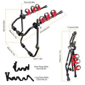 Car Bicycle Stand Rack 132LBS Load Hitch 3-Bike Auto Rear Carrier Mount Fit For Sedans Hatchback Car SUV - Image 13