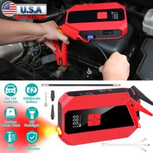Portable Car Jump Starter Air Compressor 1500A 400PSI Car Battery Charger Jump Starter Power Bank LED Flashlight Digital Tire Inflator for 4.0L Gasoli - Image 7