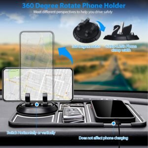 Non-slip Car Phone Mat 4 In1 Dashboard 360? Rotatable Phone Holder Pad with Aroma Parking Number Plate Glow In Dark - Image 13