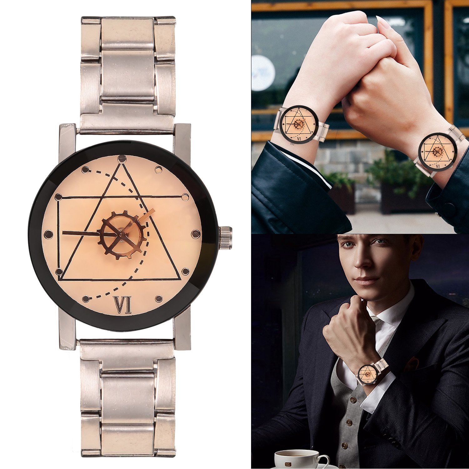 Couples Quartz Watch Men Women Stainless Steel Wrist Watch Ultra-Thin Cutting Craft Luxury Fashion - Image 2