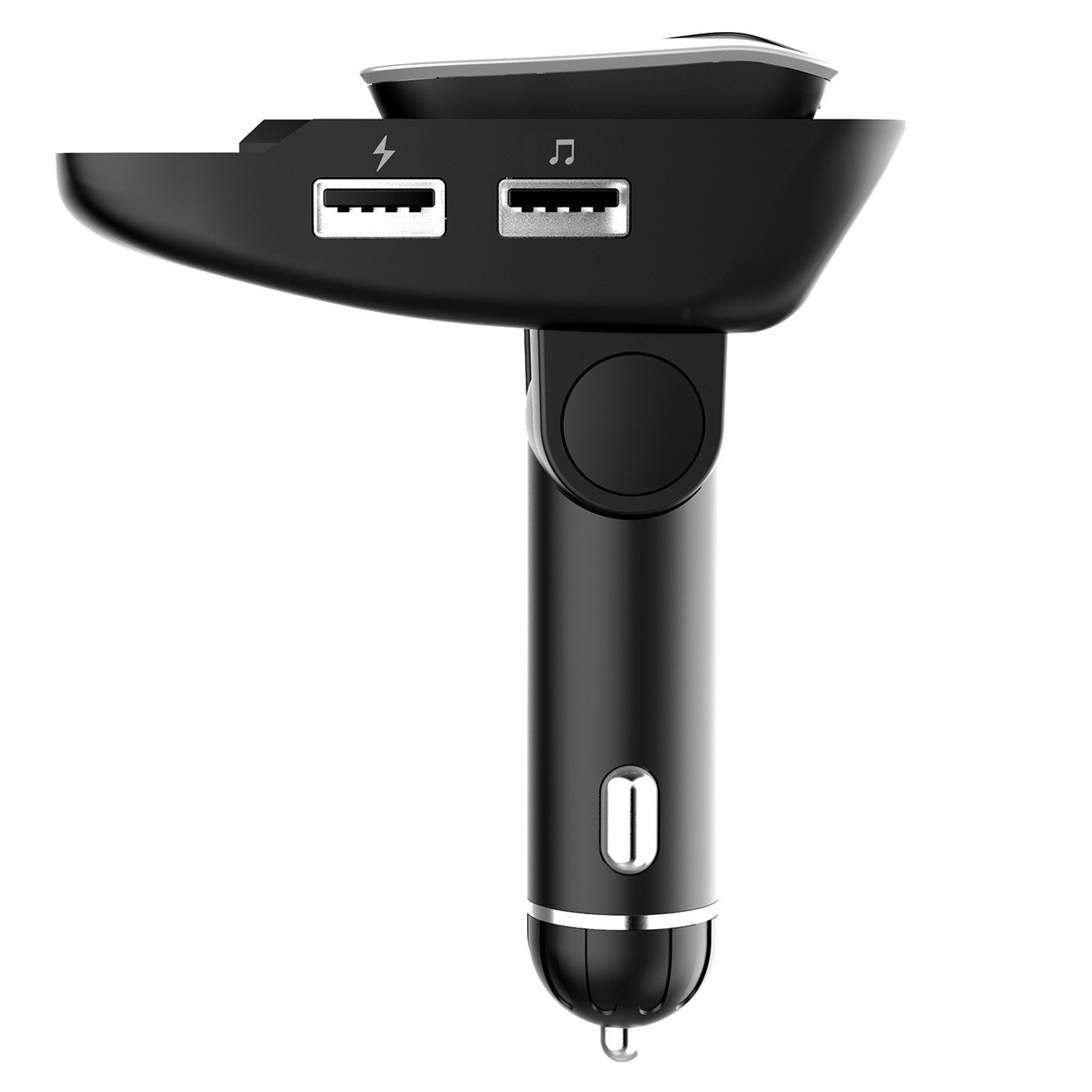 Car FM Transmitter w/ Wireless Earpiece 2 USB Charge Ports Hands-free Call MP3 Player TF Card Aux-in - Image 2