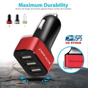 USB Car Charger 30W 5.5A 3 USB Port Cigarette Lighter Charger Adapter For iPhone XS/iPhone XS Max/iPhone 8 Plus/Galaxy S7/Galaxy S6 - Image 4