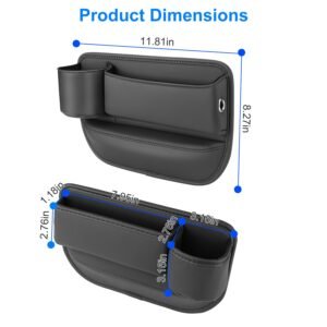 2 Pack Car Seat Gap Filler Organizer Car Leather Cup Holder Gap Bag Universal Car Seat Storage Black for Placing Keys Cards Phones Drinks Lipstick - Image 8