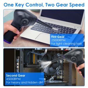 Electric Cordless Air Duster Blower Compressed Air Duster for Computer Keyboard PC Portable Rechargeable Air Blower with Built-in LED Light - Image 6