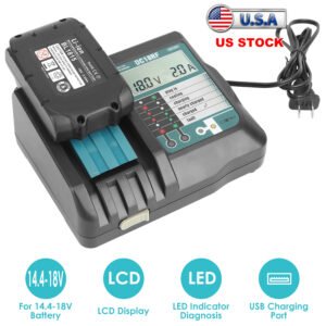 Rapid Charger Replacement Fit for Makita 14.4-18V Battery BL1860 BL1830 BL1850 with
LCD Display USB Port - Image 4