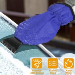 Ice Scraper Glove Car Windshield Snow Scraper Remover Glove Lined of Fleece Winter Ice Scraper Mitt Keep Warm - Image 3