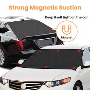 Magnetic Car Windshield Cover Front Rear Car Windshield Protector against Snow Sun Dirt Leaves Fit for All Cars Oxford Fabric Waterproof Heat-Resistan - Image 10