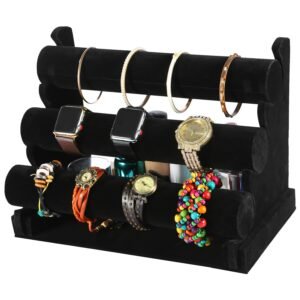 3-Tier Velvet Jewelry Stand Removable Bracelet Holder Watch Jewelry Bangle Display Rack - Image 12