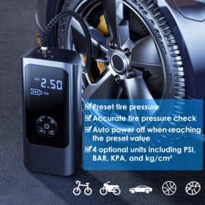 Car Tire Inflator Pump Portable Car Air Compressor Corded Electric Air Pump With LED Light - Image 5