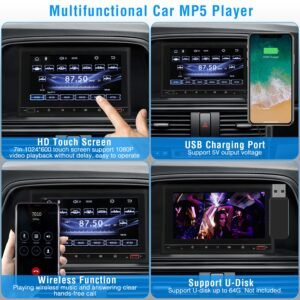 7In Universal Wireless Car MP5 Player 1080P Video Player Stereo Audio FM Radio Aux/USB Input with Rear View Camera Remote Control - Image 6