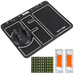 Non-slip Car Phone Mat 4 In1 Dashboard 360? Rotatable Phone Holder Pad with Aroma Parking Number Plate Glow In Dark - Image 10