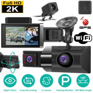 2K Car DVR 3 Channel Dash Cam Camcorder Camera Recorder with 140? Angle GPS WiFi Night Vision G-sensor Loop Recording Parking Monitor - Image 3