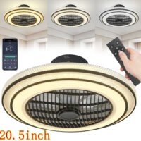 2-in-1 20.5in Bedroom LED Ceiling Fan with Light Pendant Lamp Remote+APP Control
