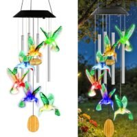 Hummingbird Solar Wind Chimes for Outside Aluminum Tubes Wind Yard Decor