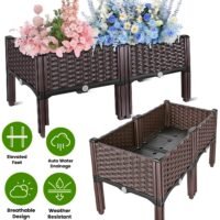 31.5x15.7x14.5" Raised Garden Bed w/Leg Elevated Planter Box Plastic Raised Beds