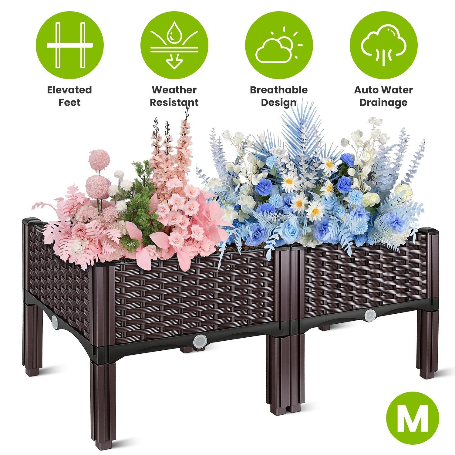 31.5x15.7x14.5" Raised Garden Bed w/Leg Elevated Planter Box Plastic Raised Beds - Image 3
