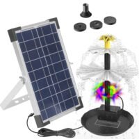 3-Tier Solar Fountain Waterfall Water Pump RGB Light Bird Bath Pond Garden Pool