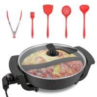 6L Electric Hot Pot with Divider - 1100W Dual-Flavor Fondue & Shabu Shabu Pot