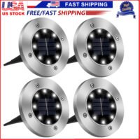 4 Packs Solar Powered Ground Light Outdoor Waterproof Path Deck Garden Lawn Lamp