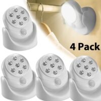 4PCS Motion Sensor LED Night Light Cordless Battery-Powered Stairs Closet Lights