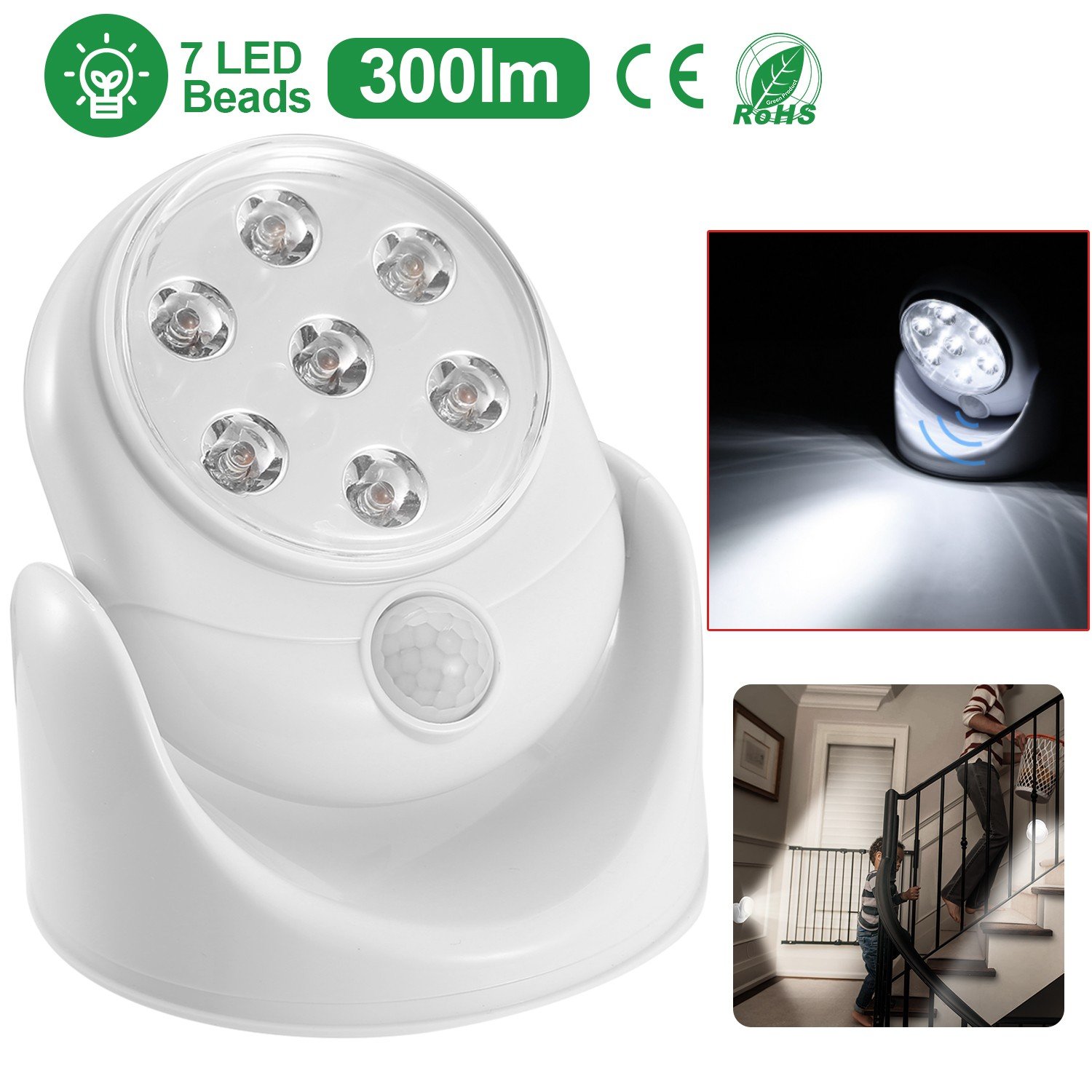2PCS 360° Rotate LED Night Light 90° Motion Sensor Spotlight Sensor - Image 4