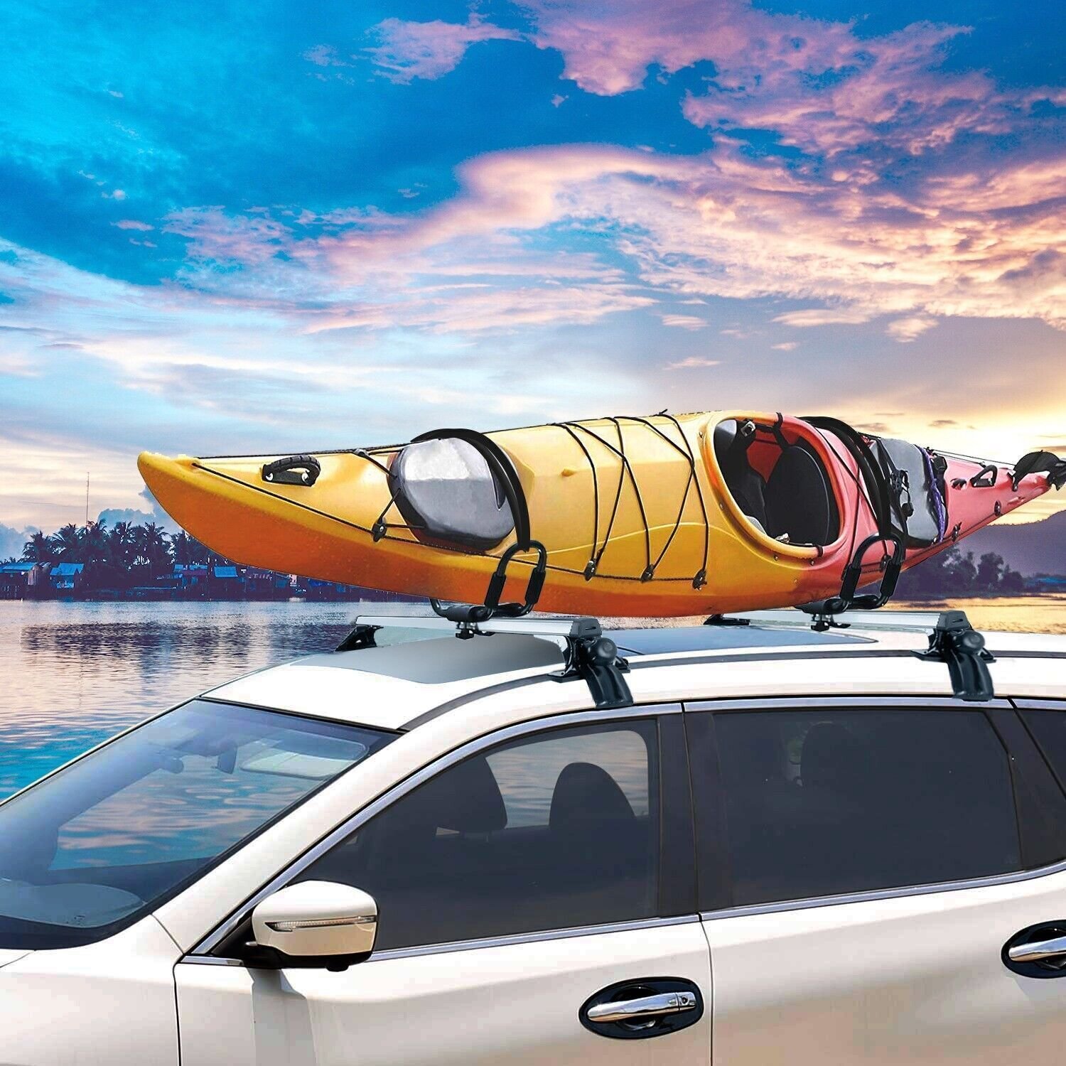 2PCS Top Roof Rack Cross Bars Crossbars For Universal Vehicle Wagon Car 47.24" - Image 4