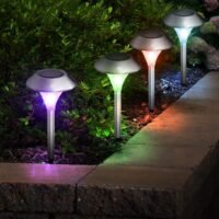 4Pcs Solar Powered LED Light Lawn Patio Pathway Landscape Color changing Lamp