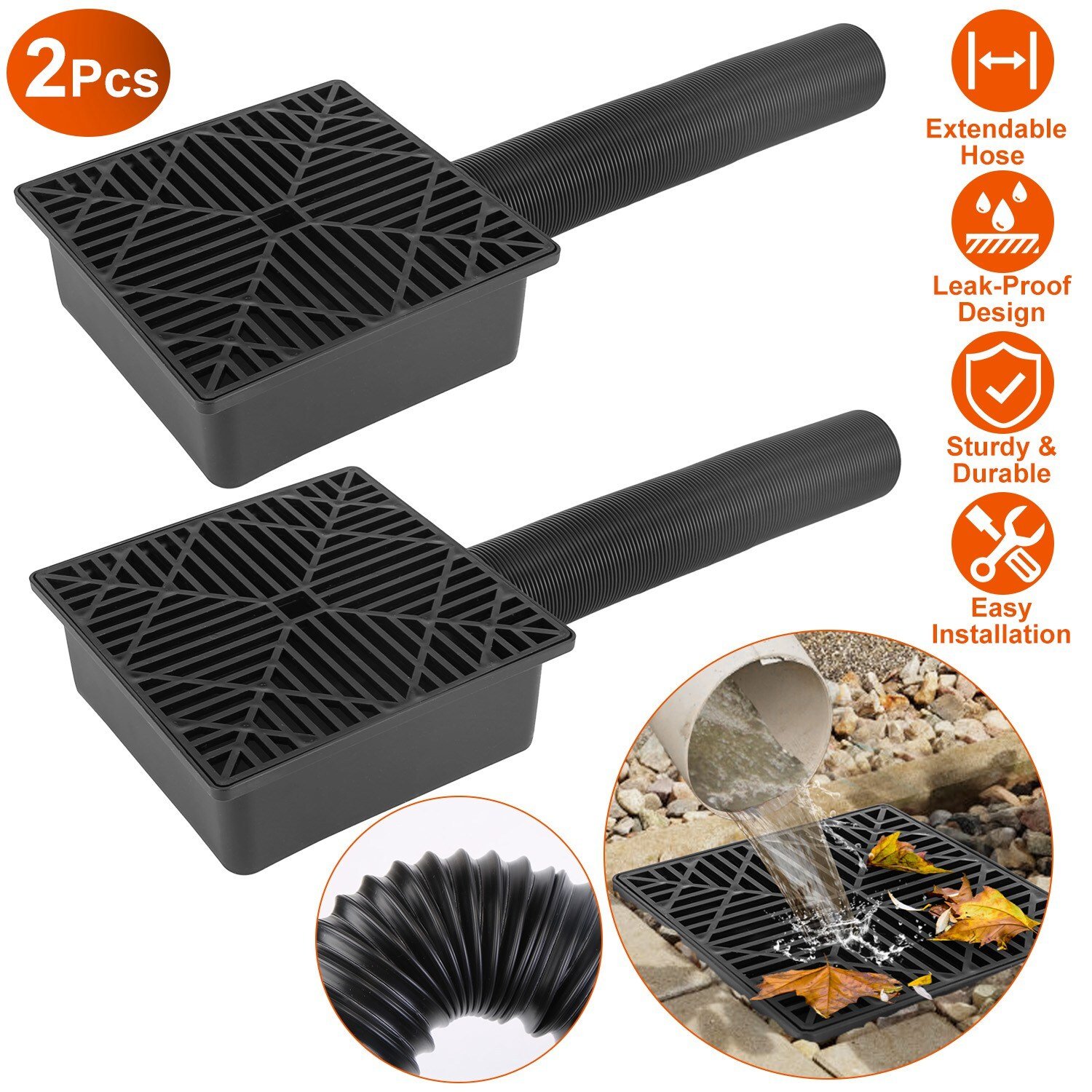 2Pcs Gutter Downspout Extender Low Profile Catch Basin Downspout Extension Tool - Image 2
