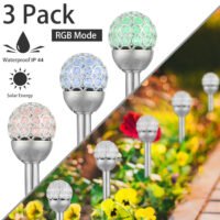 3 Packs Solar LED Light Ball RGB Lamp Waterproof Outdoor Garden Yard Path Decor