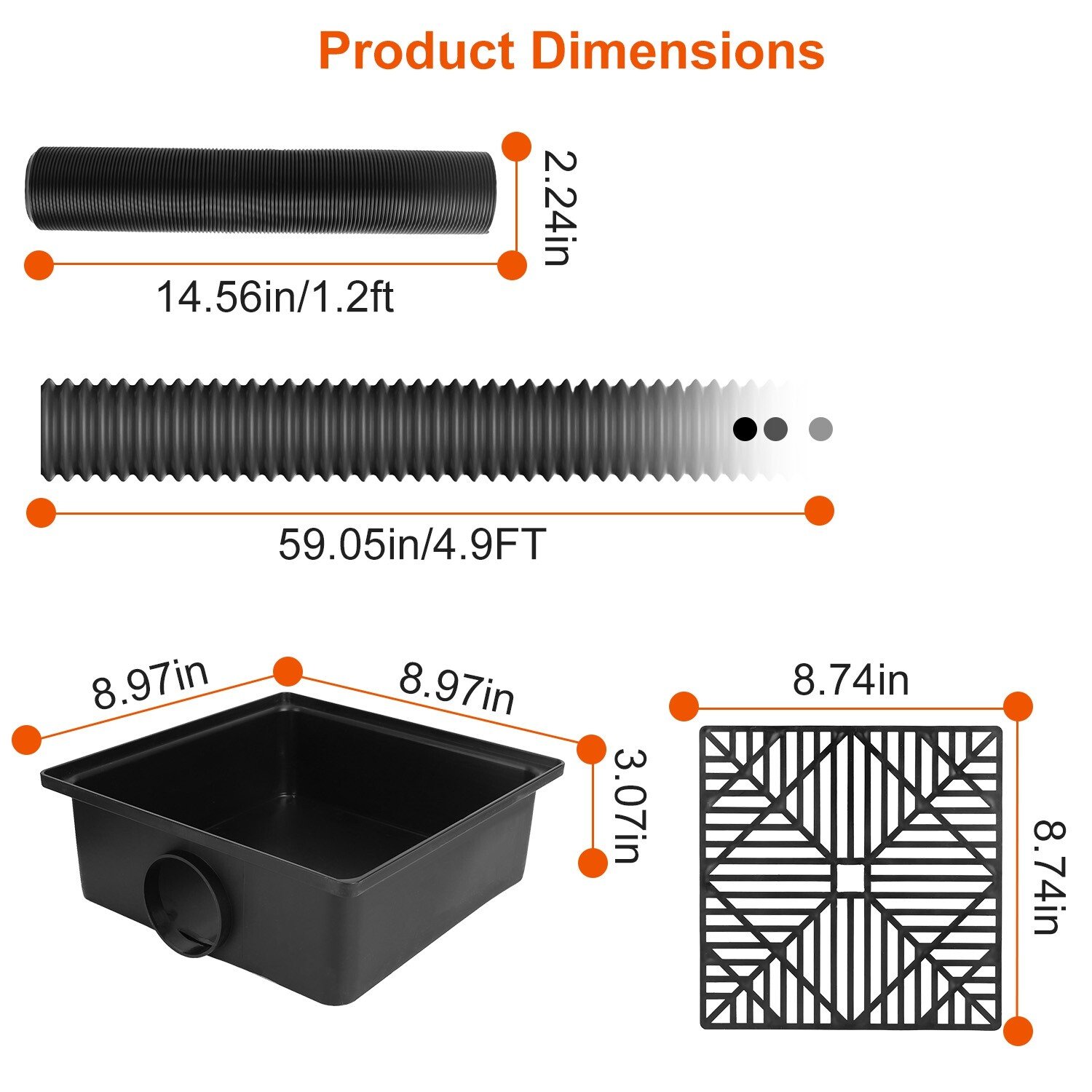 2Pcs Gutter Downspout Extender Low Profile Catch Basin Downspout Extension Tool - Image 3