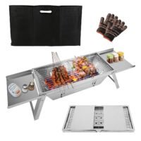 3-in-1 Foldable Metal Charcoal Grill Fire Pit for Camping BBQ Grill Slow Cooker